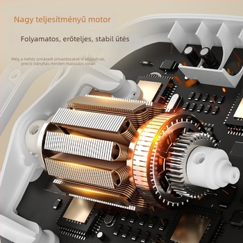 6 fejű fascia masszírozó beépített akkumulátorral, 2000–4000 mAh, 6–8 óra üzemidő, több than 5 sebességfokozat, halk működés (<36 dB)