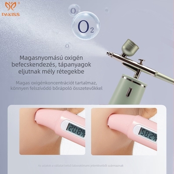 Hordozható kézi oxigéninfúziós arcápoló készülék — tű nélküli spray, magas nyomású nano hidratálás, modell QZYY-02, IPX5 vízálló