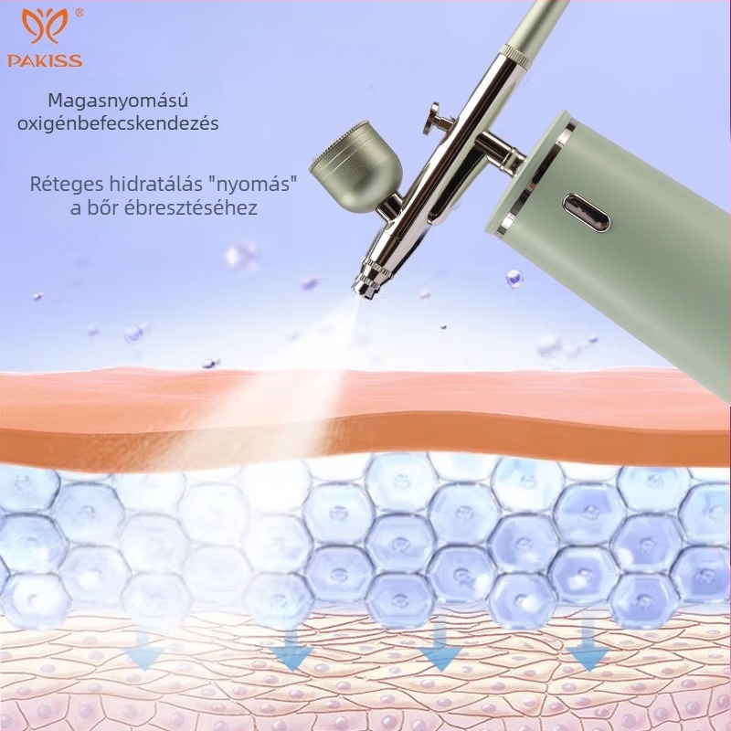 Hordozható kézi oxigéninfúziós arcápoló készülék — tű nélküli spray, magas nyomású nano hidratálás, modell QZYY-02, IPX5 vízálló