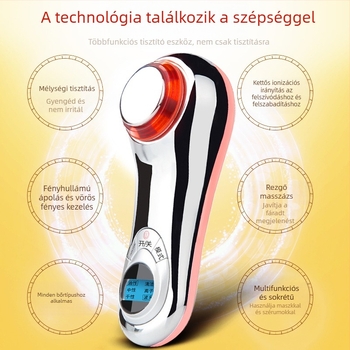 RF arcápoló eszköz elektromos arctisztítóval, arcmasszázs, mitesszer-eltávolítás, bőrápolás, vibráció, mikroáram infúzió