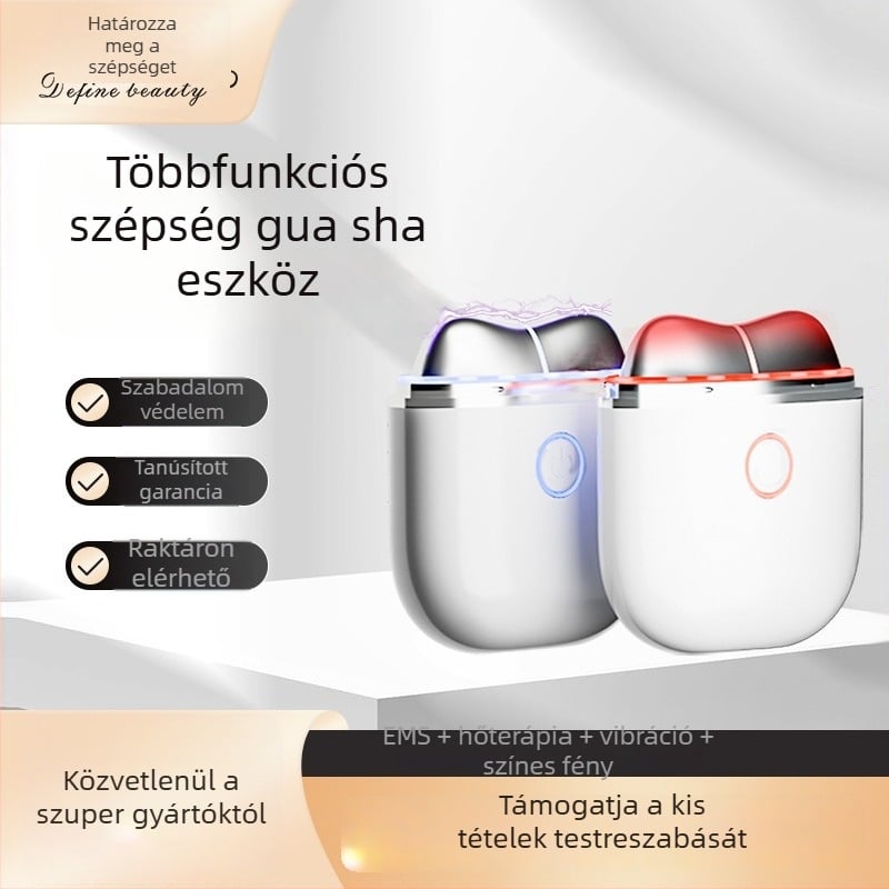 Mikroáram arcmaszírozó gua sha eszközzel, színes fényterápiával az arc lifteléséhez, beépített 300–500 mAh akkumulátor