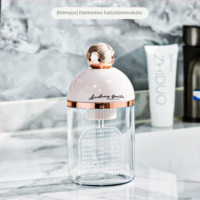Elektromos habosító arcápoláshoz, samponhoz és tusfürdőhöz — fedéllel, logó nyomtatása lehetséges, testreszabható