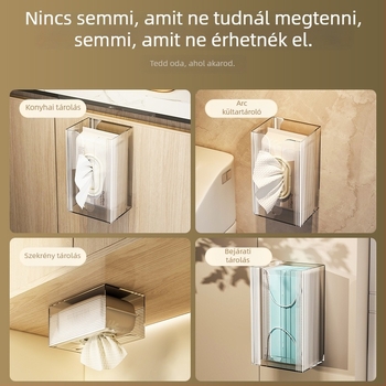 Falihoz rögzíthető papírzsepi doboz, műanyag, többfunkciós, modern letisztult megjelenés