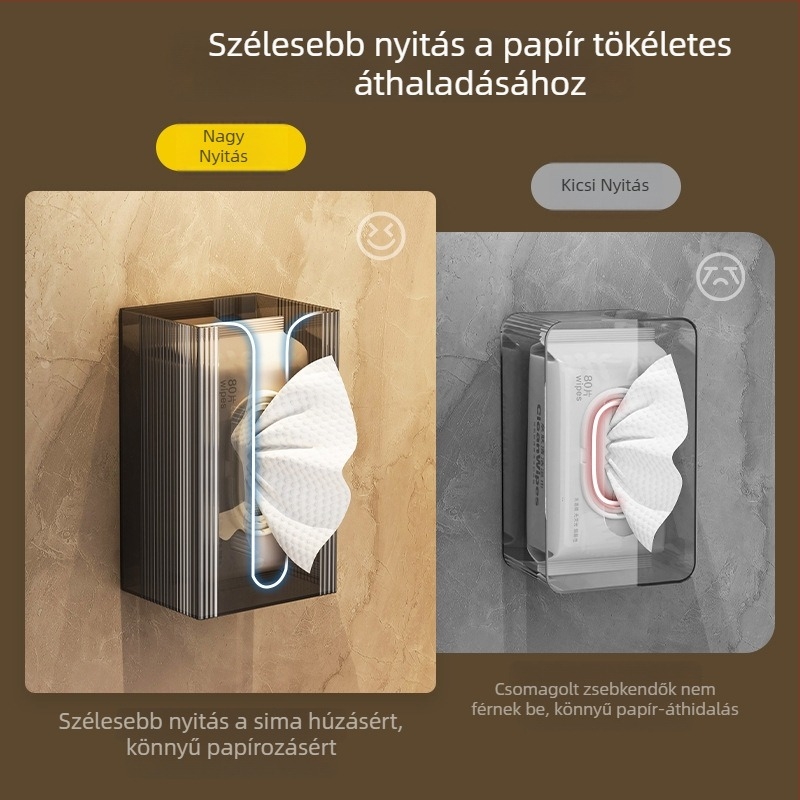 Falihoz rögzíthető papírzsepi doboz, műanyag, többfunkciós, modern letisztult megjelenés