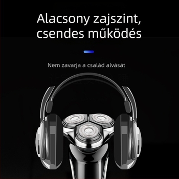 Elektromos borotva lebegő fejű 3 pengével, levehető és mosható vágófej, beépített akkumulátor 300–500 mAh, üzemidő 60 perc, töltési idő 1 óra