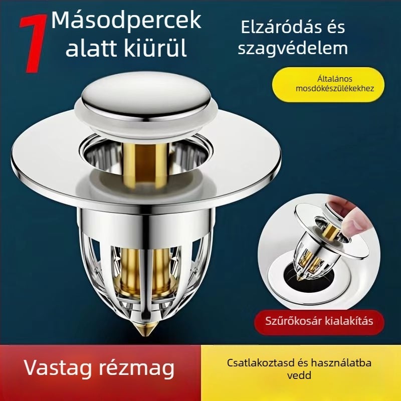 Mosdólefolyó szűrő Bounce Core, réz, kétfejű kialakítás, Bounce típus, modern stílus