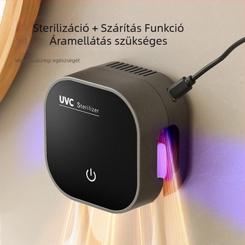 Kétfogú fogkefetartó UV-C sterilizálással és szárítással, hordozható USB-s sterilizáló