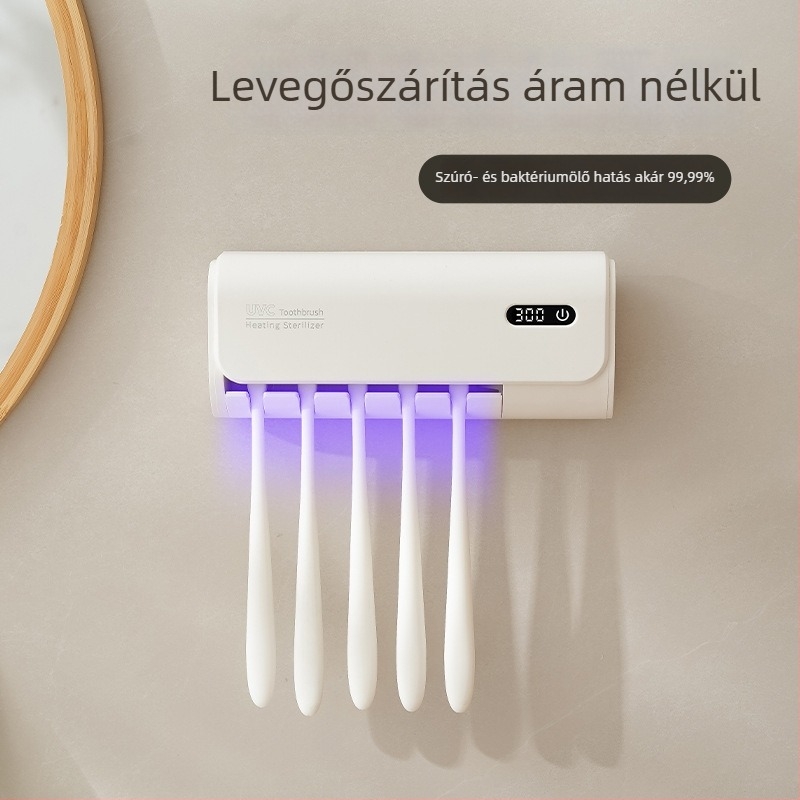 Fogkefetisztító sterilizáló - falra szerelhető, UV sterilizáció, USB töltés, modell Ra-608, fertőtlenítési idő 5–60 perc
