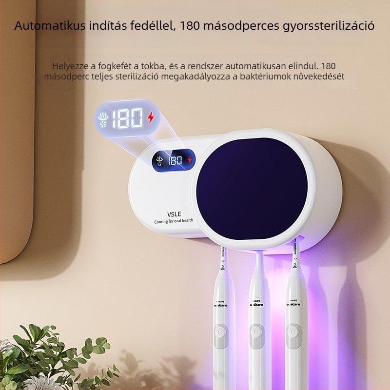 Fogkefetartó fej sterilizáló és szárító, UV sterilizáció, 99,9% hatékonyság, 180 másodperces ciklus, falra szerelhető, 5W