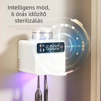 RA-616 Szterilizált fogkefetartó UV-diszinfekcióval, USB-tápellátással, érintéses vezérléssel, fúrás nélküli ragasztószerelés