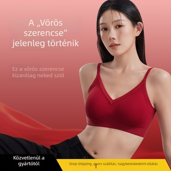 Vörös női fehérnemű készlet kis mellekhez, vezeték nélküli push-up melltartó, varrat nélküli hátsó rész, menyasszonyi, nászajándék