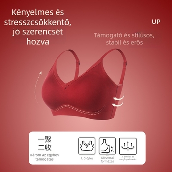Vörös női fehérnemű készlet kis mellekhez, vezeték nélküli push-up melltartó, varrat nélküli hátsó rész, menyasszonyi, nászajándék