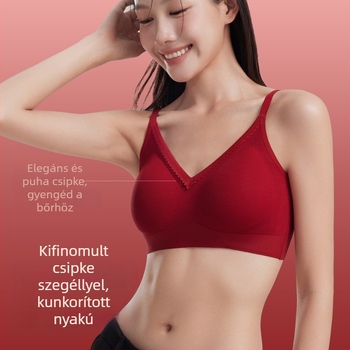 Vörös női fehérnemű készlet kis mellekhez, vezeték nélküli push-up melltartó, varrat nélküli hátsó rész, menyasszonyi, nászajándék