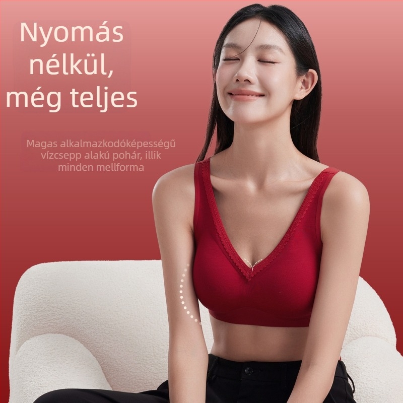 Vörös női fehérnemű készlet kis mellekhez, vezeték nélküli push-up melltartó, varrat nélküli hátsó rész, menyasszonyi, nászajándék