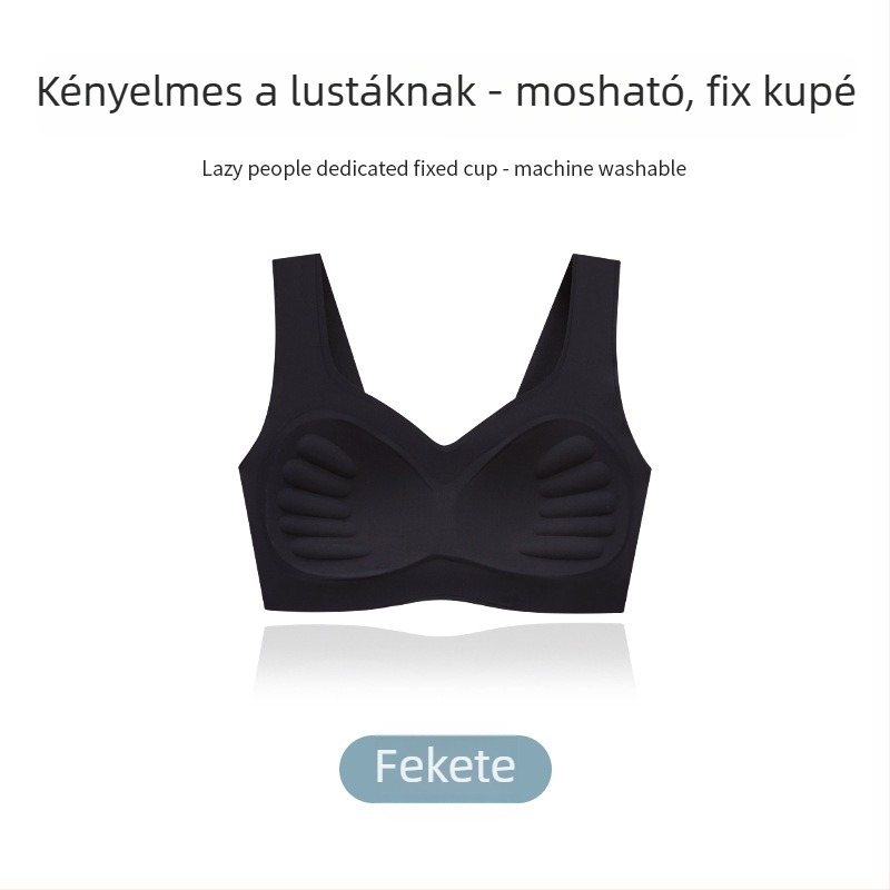 Drót nélküli, varrás nélküli, formázott kosaras, mellény-stílusú melltartó, fix dupla vállpántokkal, nylon/elasztán