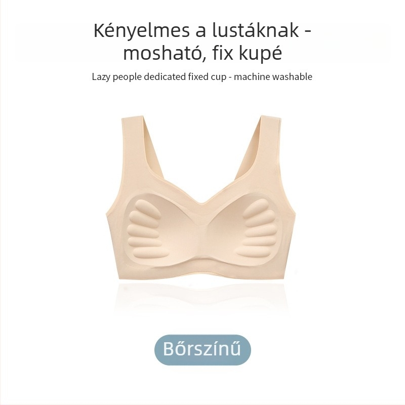 Drót nélküli, varrás nélküli, formázott kosaras, mellény-stílusú melltartó, fix dupla vállpántokkal, nylon/elasztán