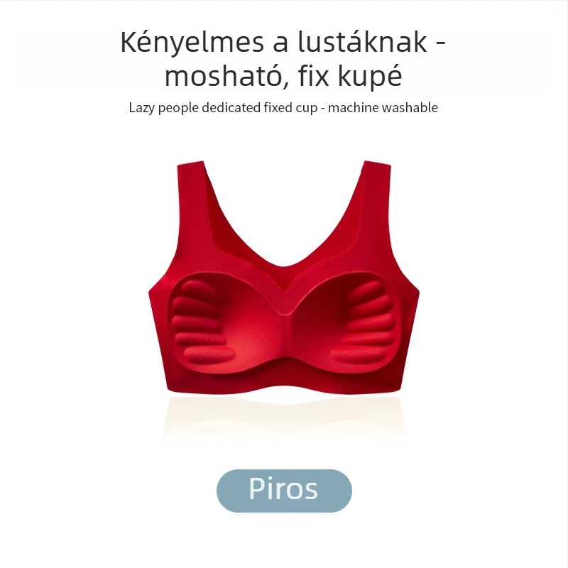 Drót nélküli, varrás nélküli, formázott kosaras, mellény-stílusú melltartó, fix dupla vállpántokkal, nylon/elasztán