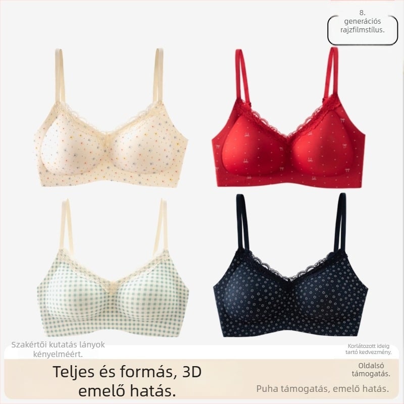 Drót nélküli melltartó finom virágos csipkével, sima varrás nélküli dizájn, formázó hatás kismellűeknek