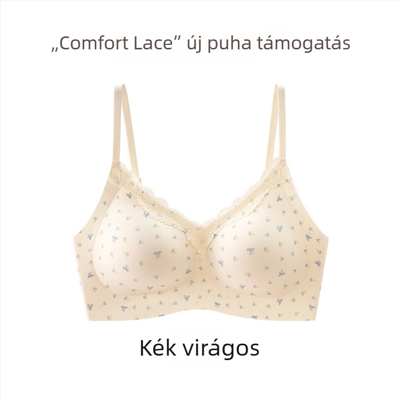 Drót nélküli melltartó finom virágos csipkével, sima varrás nélküli dizájn, formázó hatás kismellűeknek