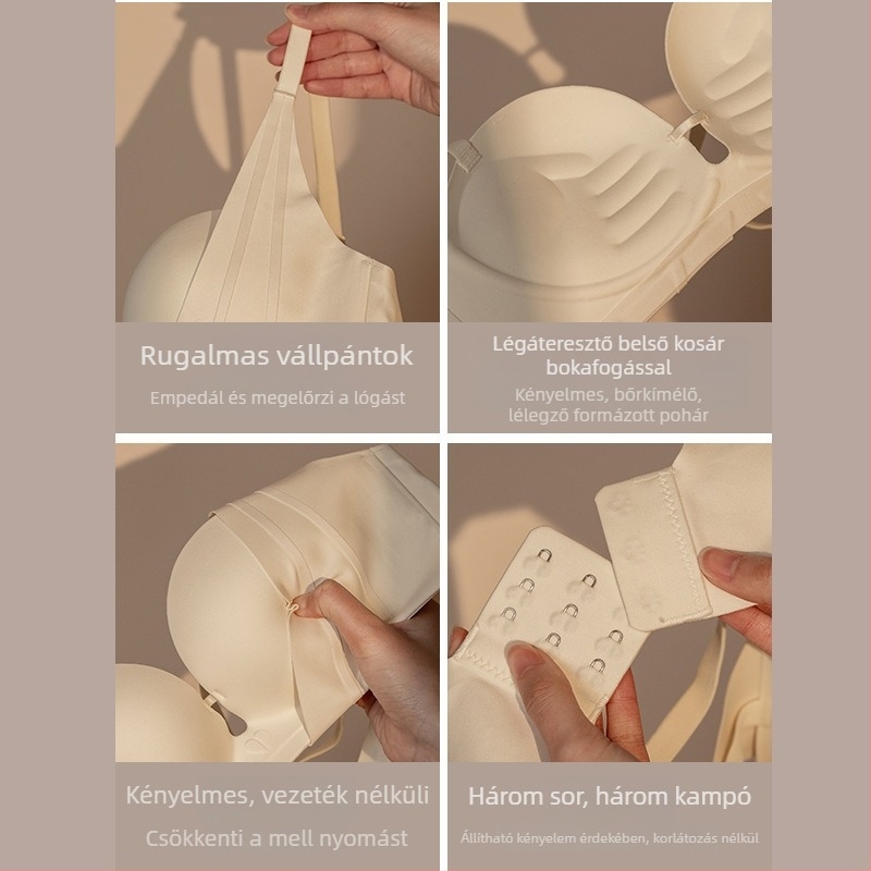 Női nylon melltartó push-up, varrás nélküli, közepes formájú kosár, diszkrét tartás