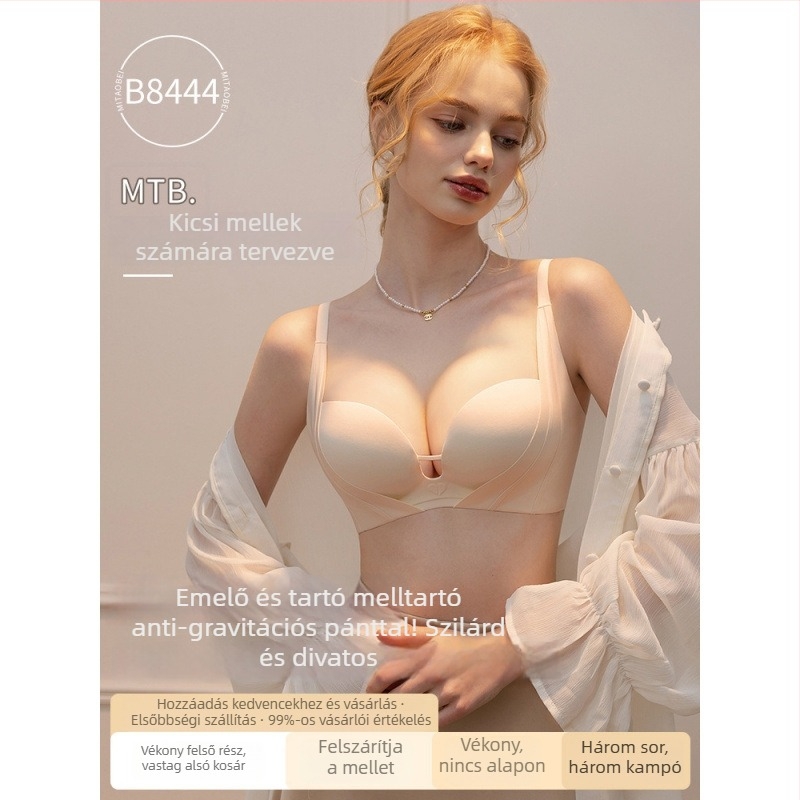 Női nylon melltartó push-up, varrás nélküli, közepes formájú kosár, diszkrét tartás