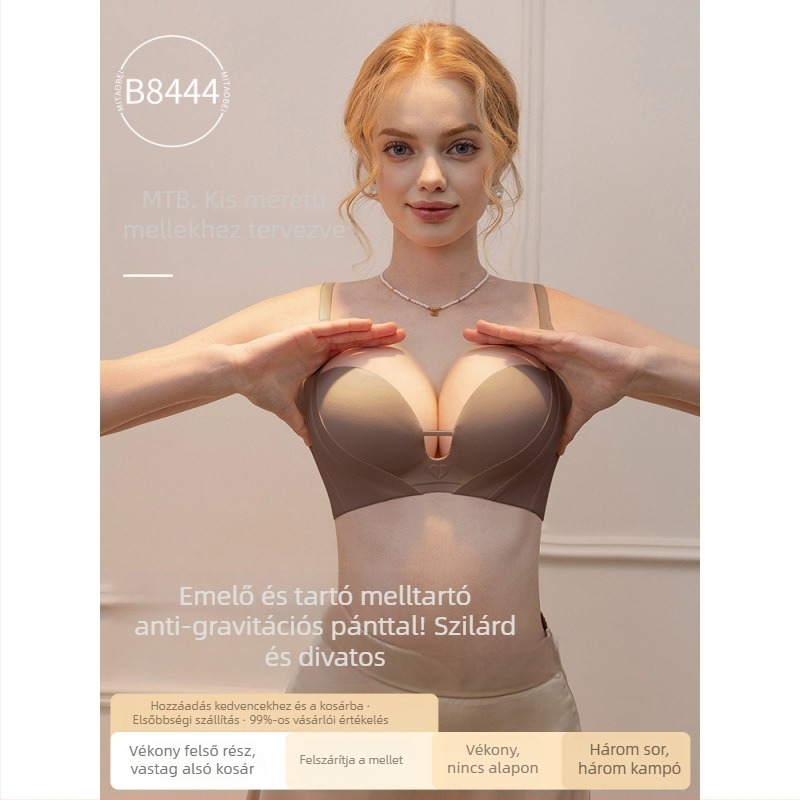Női nylon melltartó push-up, varrás nélküli, közepes formájú kosár, diszkrét tartás