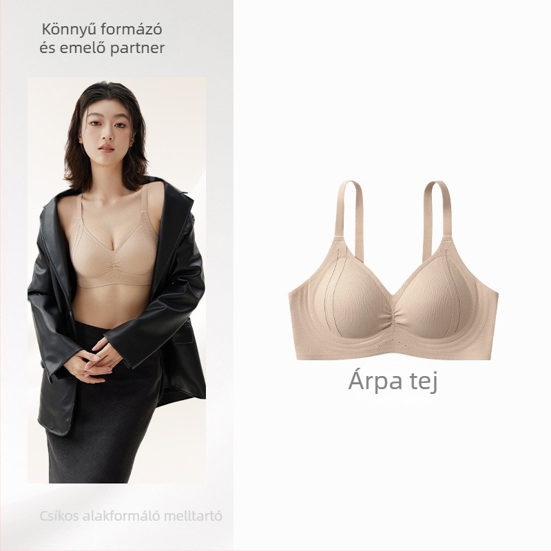 Sima varrás nélküli push-up melltartó, 3/4 kosár, vékony formázott kosár, vezeték nélküli, rögzített vállpántok