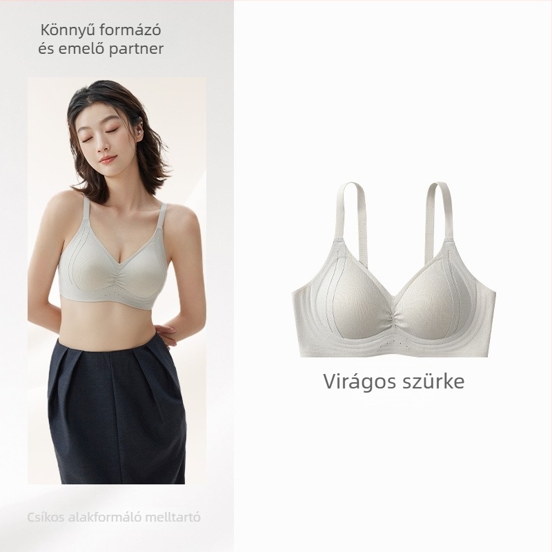 Sima varrás nélküli push-up melltartó, 3/4 kosár, vékony formázott kosár, vezeték nélküli, rögzített vállpántok