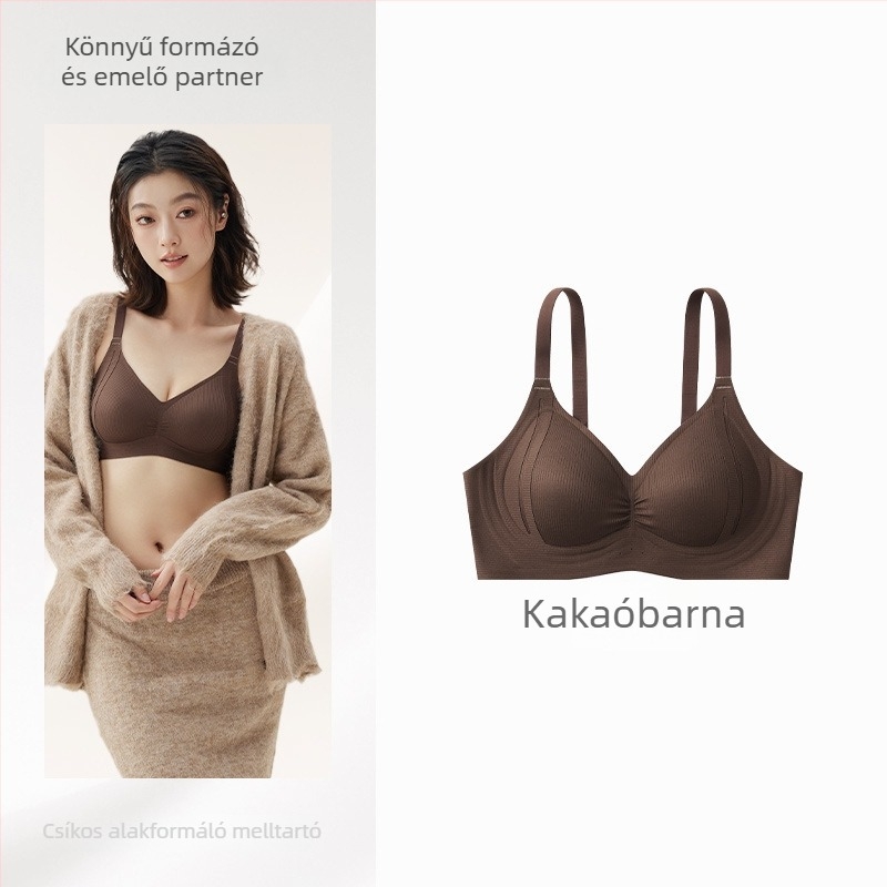 Sima varrás nélküli push-up melltartó, 3/4 kosár, vékony formázott kosár, vezeték nélküli, rögzített vállpántok