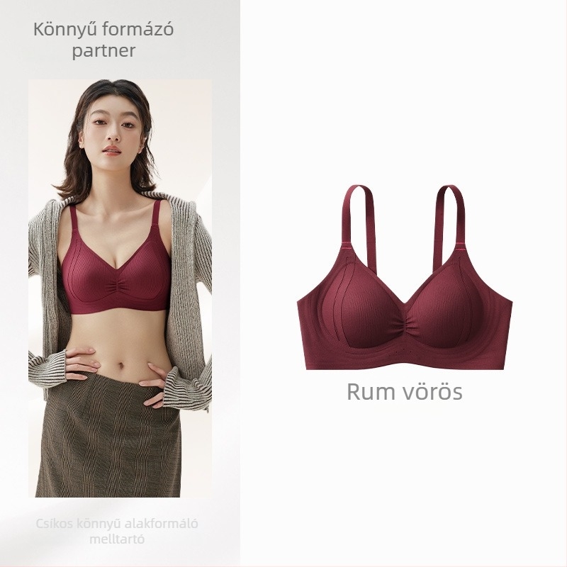 Sima varrás nélküli push-up melltartó, 3/4 kosár, vékony formázott kosár, vezeték nélküli, rögzített vállpántok