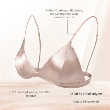 Melltartó Mulberry selyemből, háromszög alakú kosár, acélgyűrű nélkül, vékony formázott kosár, lélegző