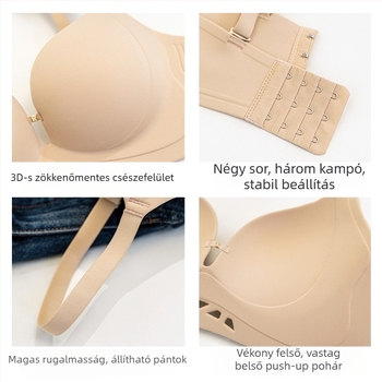 Varrásmentes, láthatatlan melltartó kis keblekhez, push-up hatás, 3/4 kosár, nylon anyag és spandex bélés