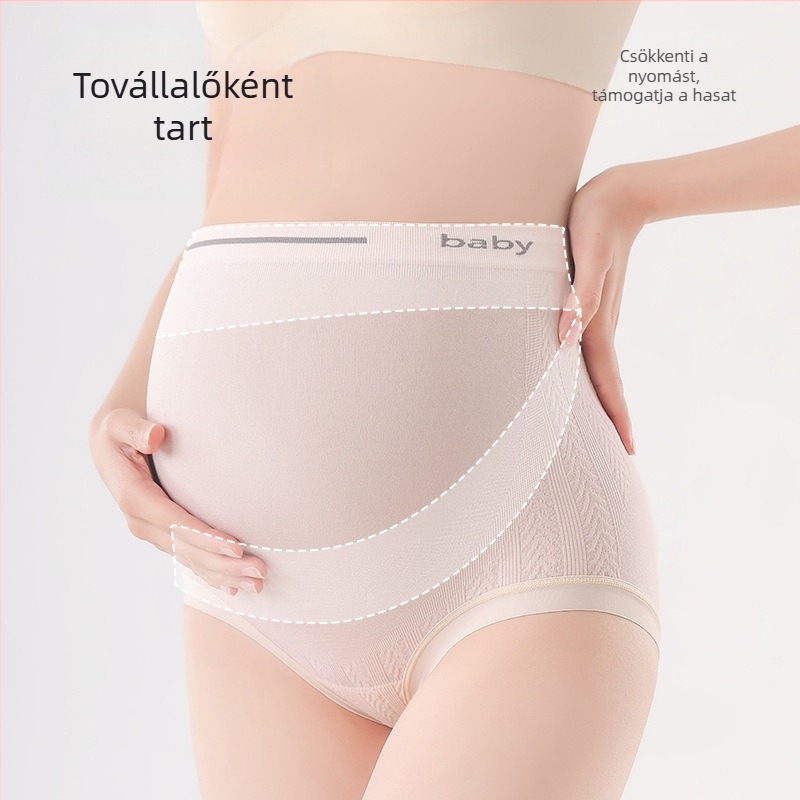 Terhességi női alsónemű - magas derekú, seamless, lélegző nylon anyagból, pamut belsés a szemérem környékén