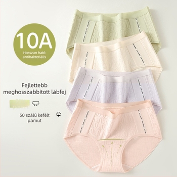 Női pamut középmagasságú bugyi, antibakteriális, lélegző, jacquard szövésű