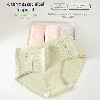 Női pamut középmagasságú bugyi, antibakteriális, lélegző, jacquard szövésű