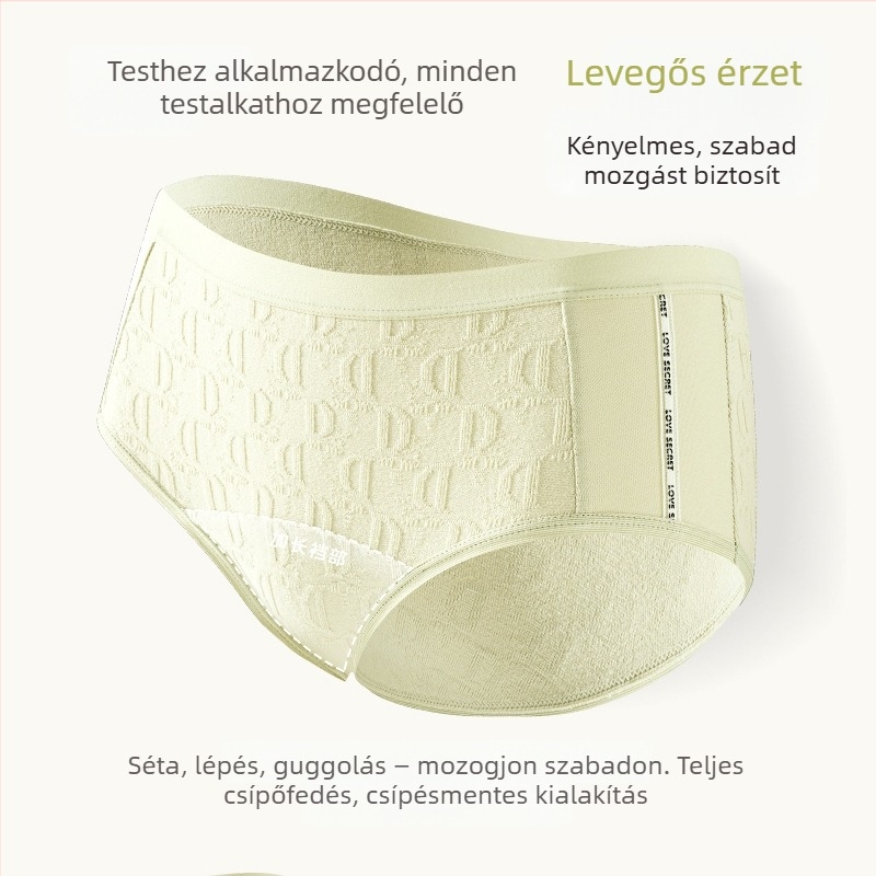 Női pamut középmagasságú bugyi, antibakteriális, lélegző, jacquard szövésű