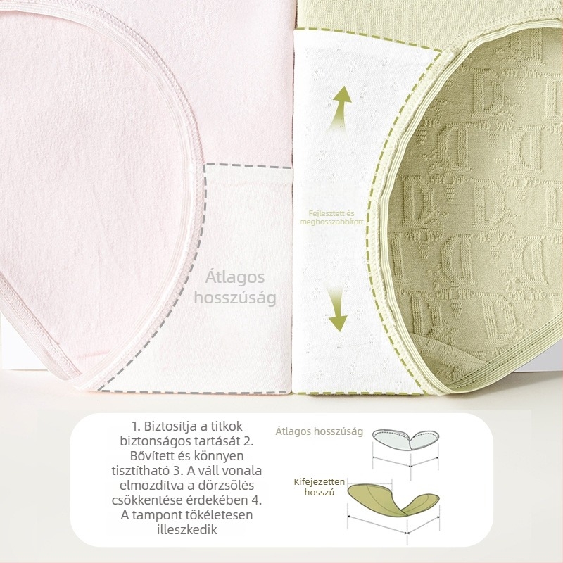 Női pamut középmagasságú bugyi, antibakteriális, lélegző, jacquard szövésű
