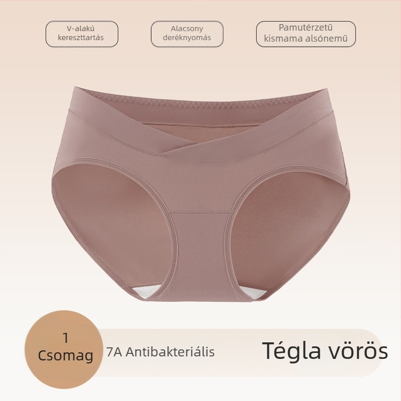 Antibakteriális pamut kismama alsónadrág, alacsony derekú, keresztkivágású, nem nyomja a hasat, minden terhességi szakaszra és a posztpartum időszakra