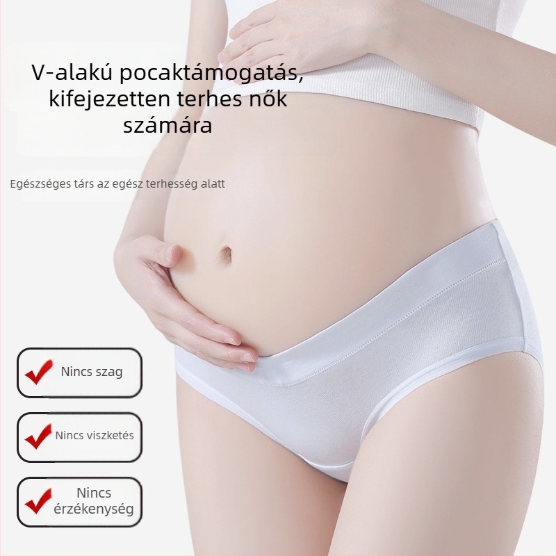 Kismama pamut alsónemű nőknek, középmagas derekú, antibakteriális, lélegző, 100% pamut ágyéki bélés