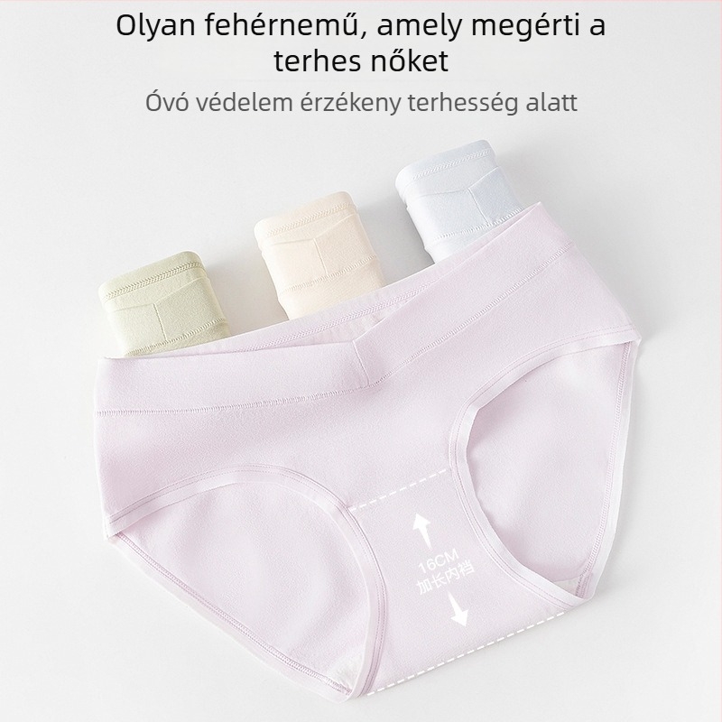 Kismama pamut alsónemű nőknek, középmagas derekú, antibakteriális, lélegző, 100% pamut ágyéki bélés