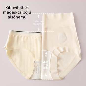 Magas derekú hasformázó női alsónemű, hosszított ágyékrész, 100% pamut, plusz méret