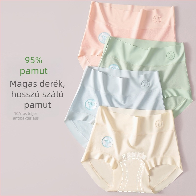 Magas derekú hasformázó női alsónemű, hosszított ágyékrész, 100% pamut, plusz méret