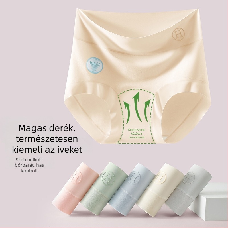 Magas derekú hasformázó női alsónemű, hosszított ágyékrész, 100% pamut, plusz méret