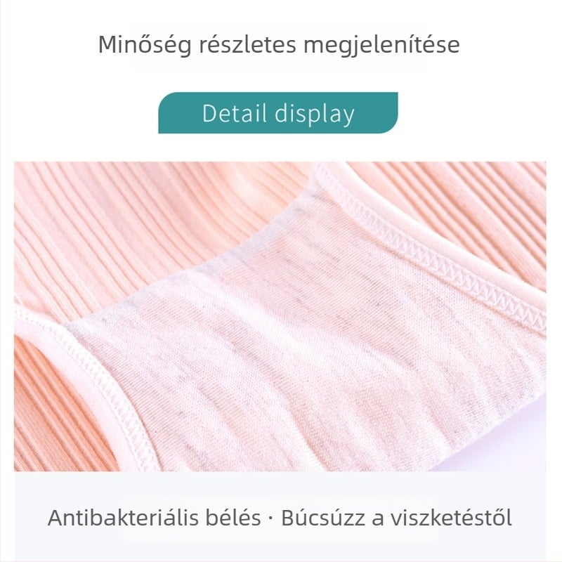 Szülési fehérnemű, légáteresztő pamut, magas derék, négy évszakos, csípőemelést támogató.