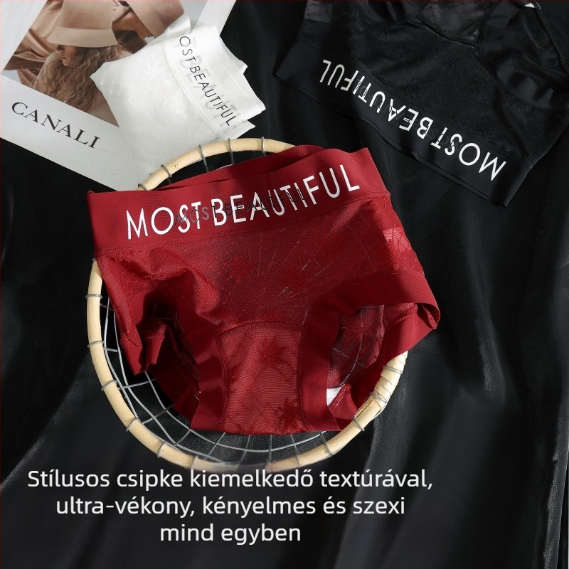 Női csipkés alsó középmagas derekú, farizmok emelése, lélegző, gyorsan száradó jacquard nylon anyag, virágos minta