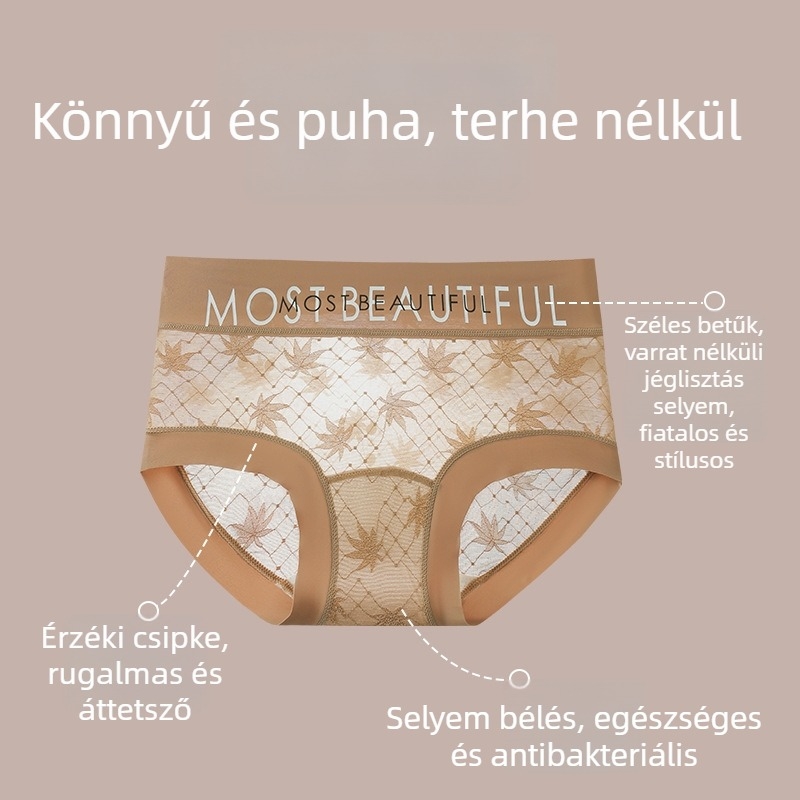 Női csipkés alsó középmagas derekú, farizmok emelése, lélegző, gyorsan száradó jacquard nylon anyag, virágos minta