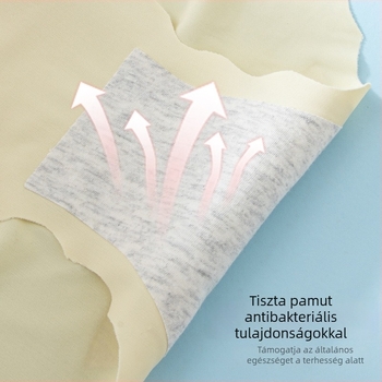 Kismama alsónemű alacsony derekú, Ice Silk anyagból, nylon 80-90%, 100% pamut az intim részben, kötött kivitel, terhesség korai és késői szakaszaira