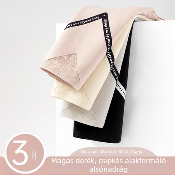 Női magas derékú, varrat nélküli formázó alsónemű, lélegző, antibakteriális, fenékemelés Jacquard csipével