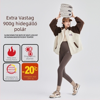 Anyasági leggings polár belső réteggel, ultra vastag, nylon-spandex keverék (70–80% nylon, <30% spandex), hasi támasz, teljes hossz, szorosan illeszkedő