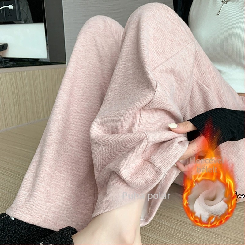 Kismama széles szárú nadrág fleece béléssel, vastag és meleg, has támaszt